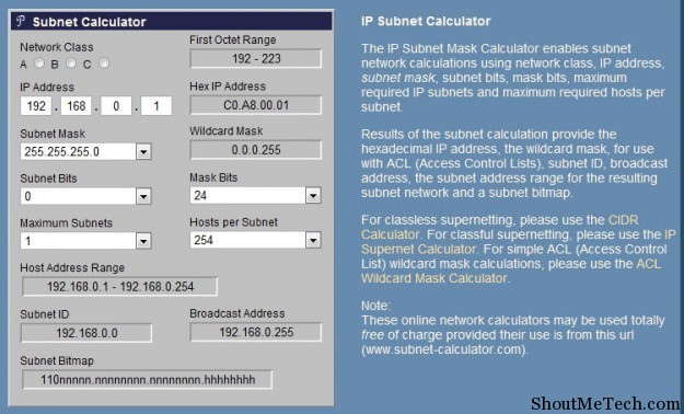 Subnet Calcluator