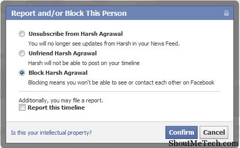 Blocking someone on Facebook