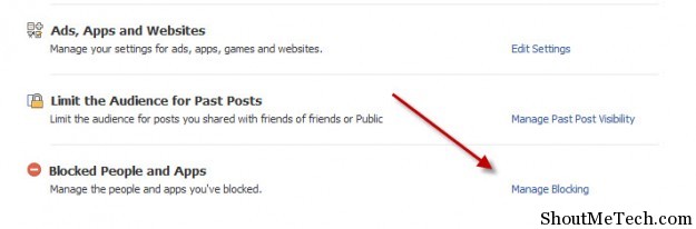 Manage blocking on Facebook