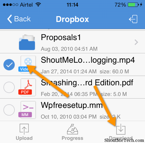 download video from Dropbox