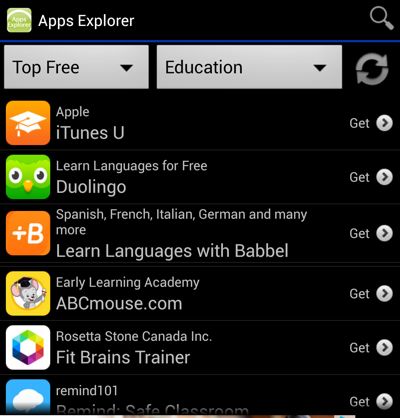 Apps explorer for Android