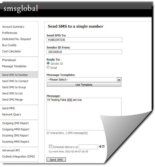 send sms fake sender id