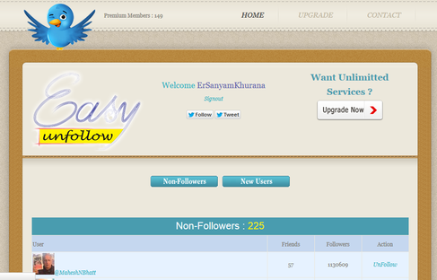 EasyUnfollow Twitter Tool