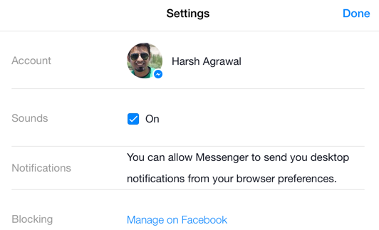 facebook messenger settings iphone