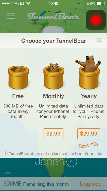 is tunnelbear vpn free