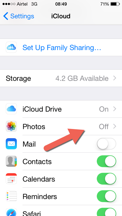 disable iCloud photo