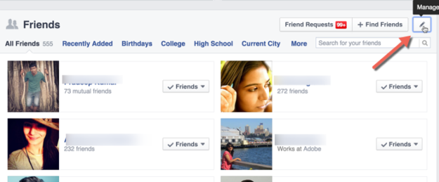 facebook search friends list