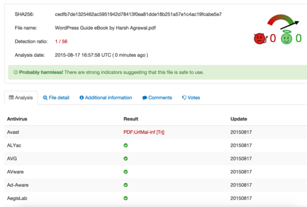 VirusTotal-online-virus-scanner-result