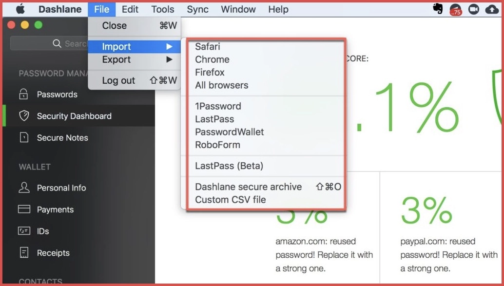 Dashlane Import feature