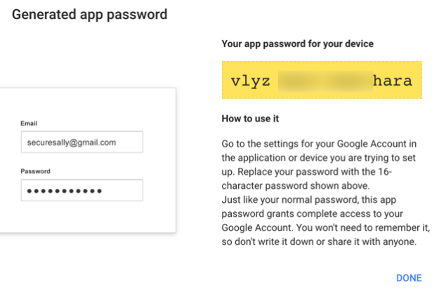 Google authenticator app password