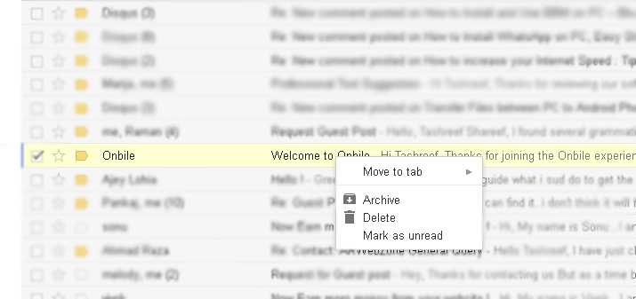 Right click to move trash tab gmail